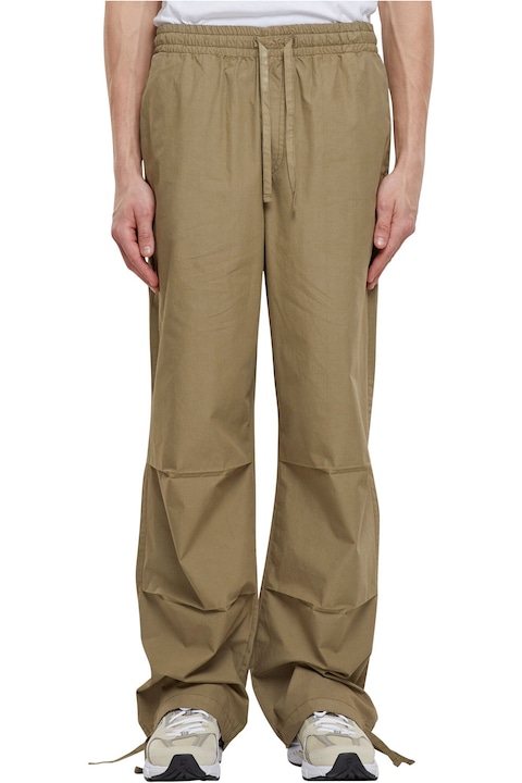 Urban Classics, Pantaloni relaxed fit cu snur in talie, Kaki
