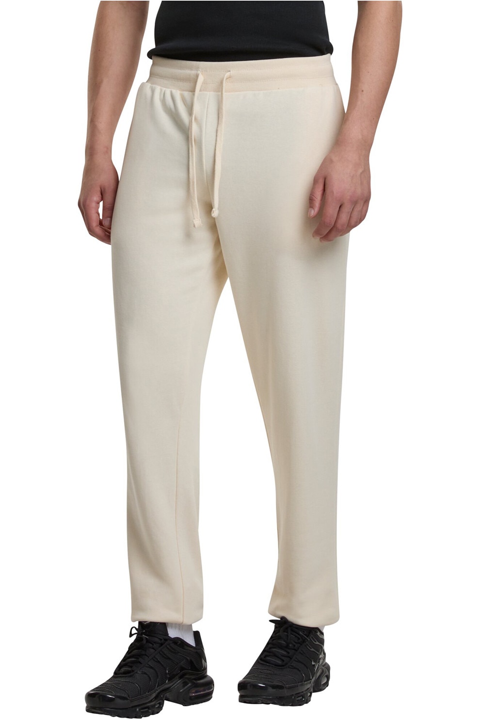 Urban Classics, Pantaloni sport din amestec de bumbac cu snur, Maro nisip, M