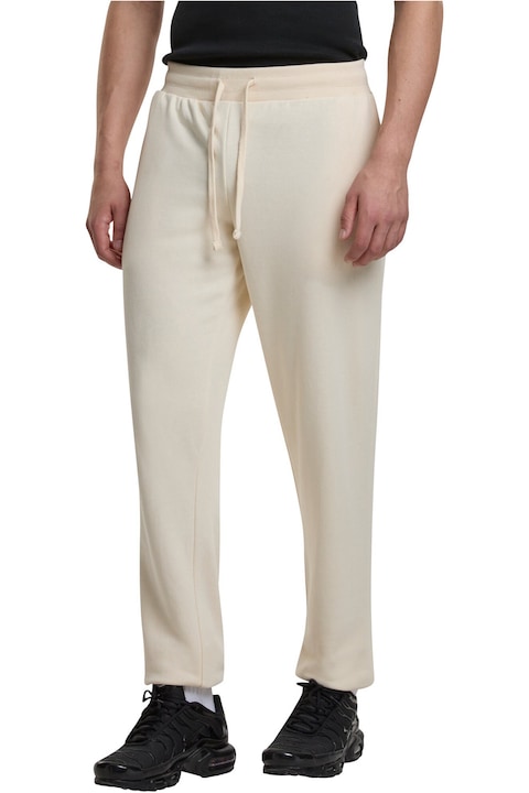 Urban Classics, Pantaloni sport din amestec de bumbac cu snur, Maro nisip, M