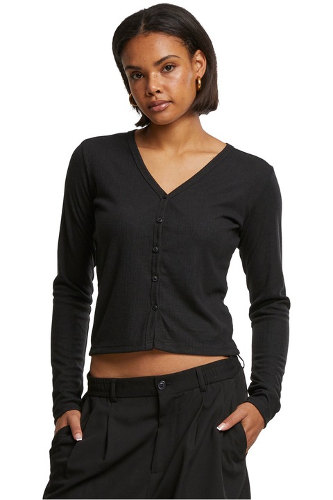 Urban Classics, Cardigan ci nasturi si decolteu in V, Negru