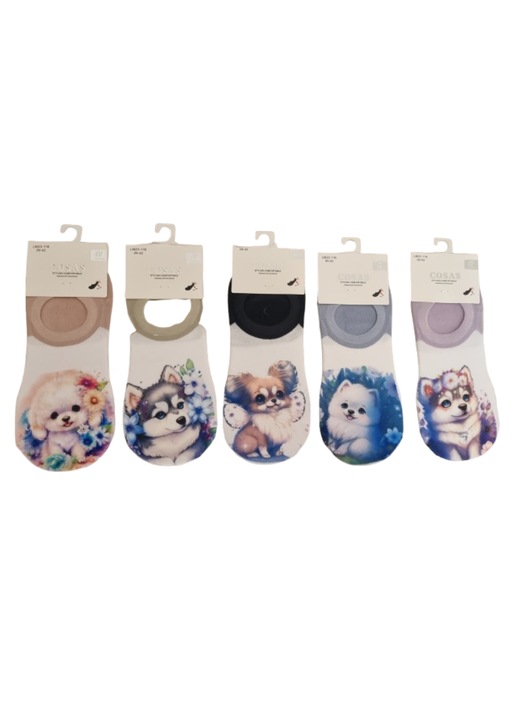 5 pár női papucs (zokni) készlet, vegyes színekben, 35-42-es méret