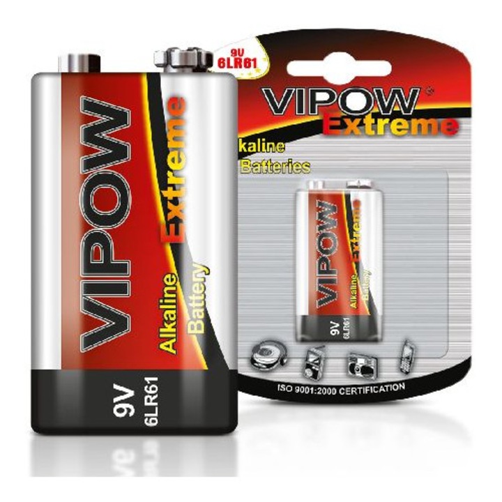 Vipow 6LF22 9V szuper-alkáli elem, bliszter
