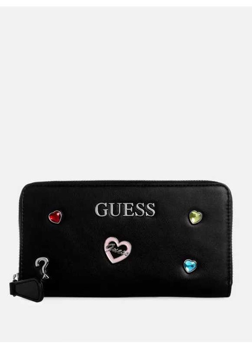 Дамски портфейл, GUESS, Evelynton, черен, 19x10x2 см
