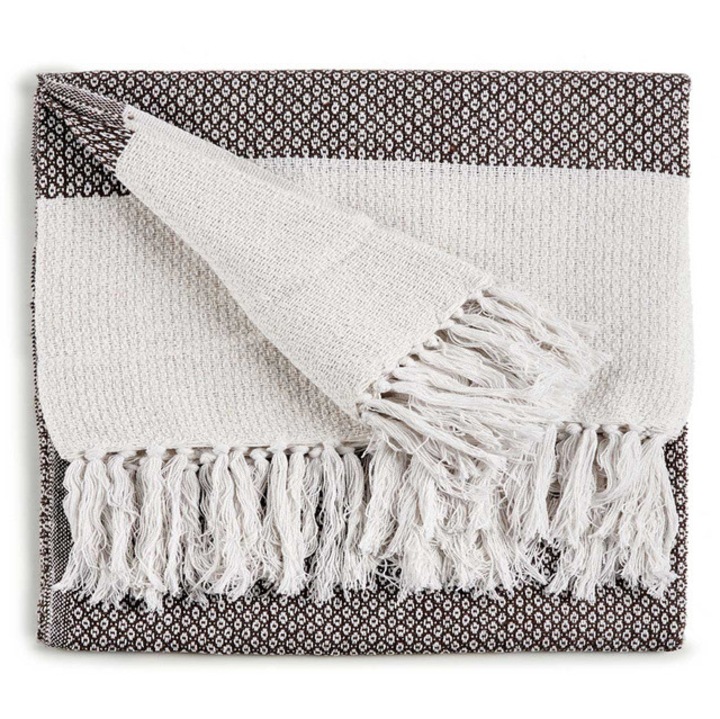 Patura din bumbac pentru pat, 130 x 160 cm, negru - negru