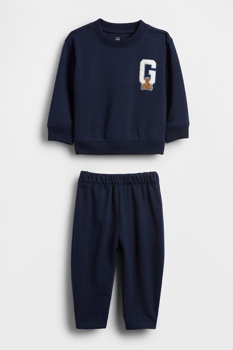 GAP, Set de bluza si pantaloni de trening lejere cu talie elastica - 2 piese, Bleumarin