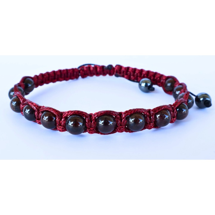 Bratara handmade cu Granat, reglabila, sfere de 6mm, pentru protectie, curaj si energie