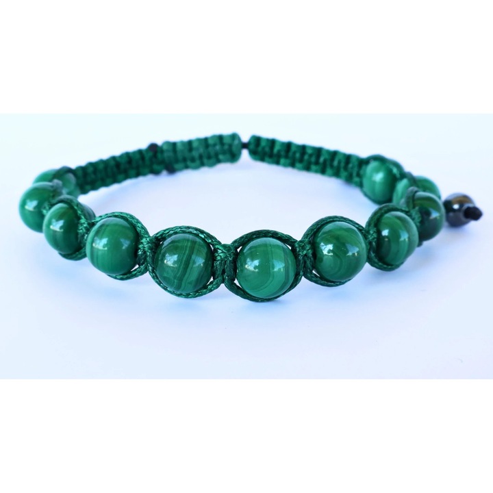 Bratara handmade cu Malachit, reglabila, sfere de 8mm, pentru transformare radicala, protectie, vindecare