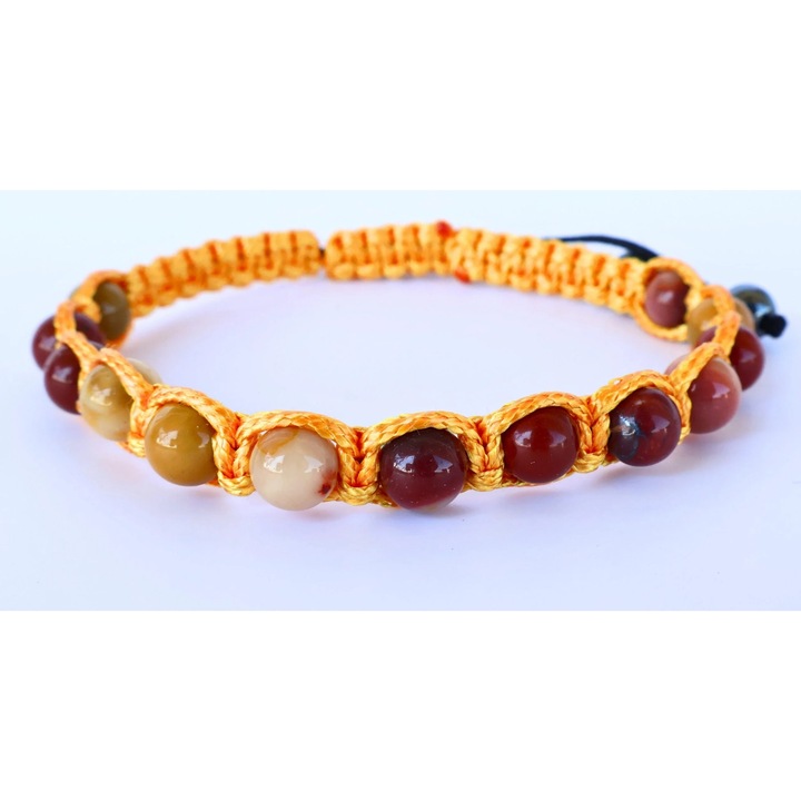 Bratara handmade cu Jasp Mookait, reglabila, sfere de 6mm, pentru protectie, curaj si energie
