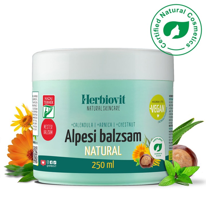 Herbiovit Alpesi Balzsam Mesterbalzsam 250 ml, Alpok Hegyvidéki Gyógynövényekkel, Ízületi És Izomfájdalmakra, Natural Formula, Erős Regeneráló Hatás, Gyors Fájdalomcsillapítás, Eredeti Minőség