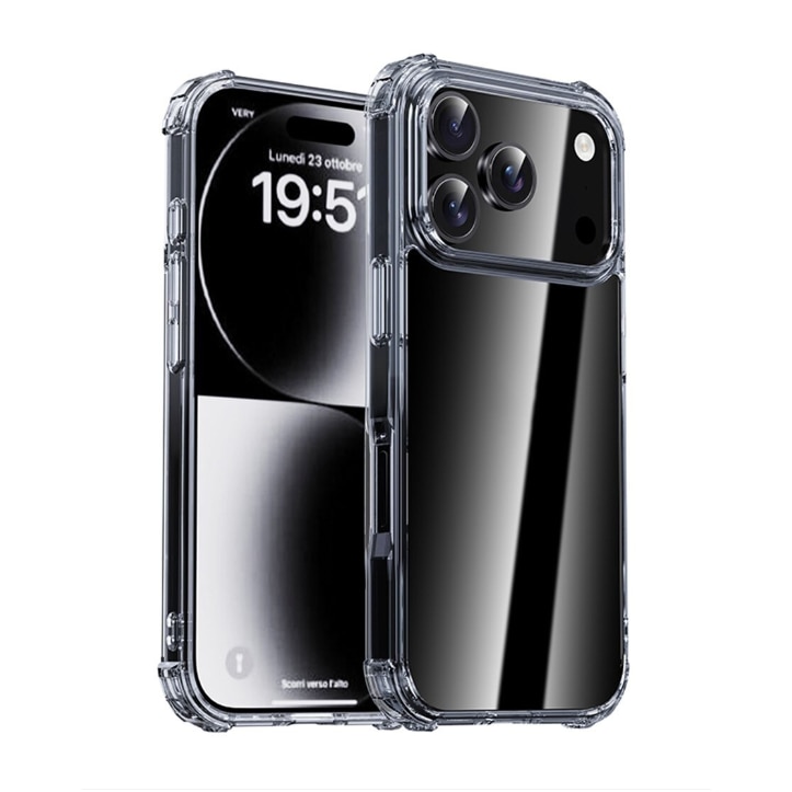 Husa protectie Mat-Tech compatibila cu iPhone 17 Pro, Margini ridicare camera, Colturi anti-soc, Decupaje Precise, Rezistenta la impact, Transparenta