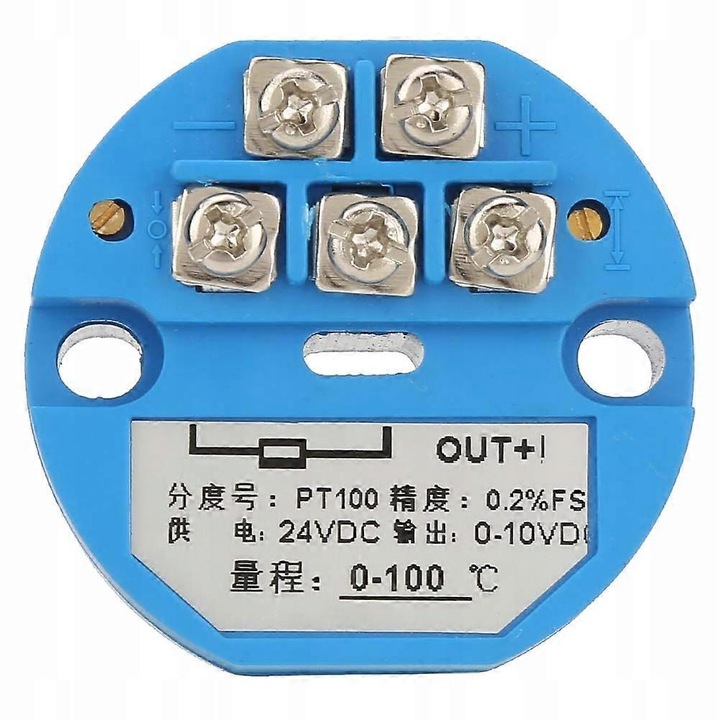 SBWZ PT100 hőmérséklet-átalakító, 0-10V, -50~+400°C, 24V DC