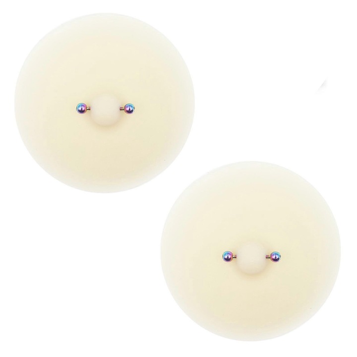 Комплект аксесоари за гърди с фалшив дизайн на пиърсинг, 8.5см, многоцветен, 2 броя