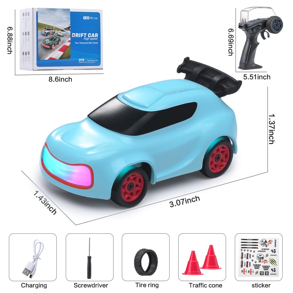 Mini Rc Car Toy 1/64 Mini RC Drift Car 4WD High-Speed Full-Proportional Desktop Toy ...