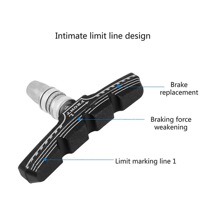 Set placute frana bicicleta, cauciuc, 70mm, negru