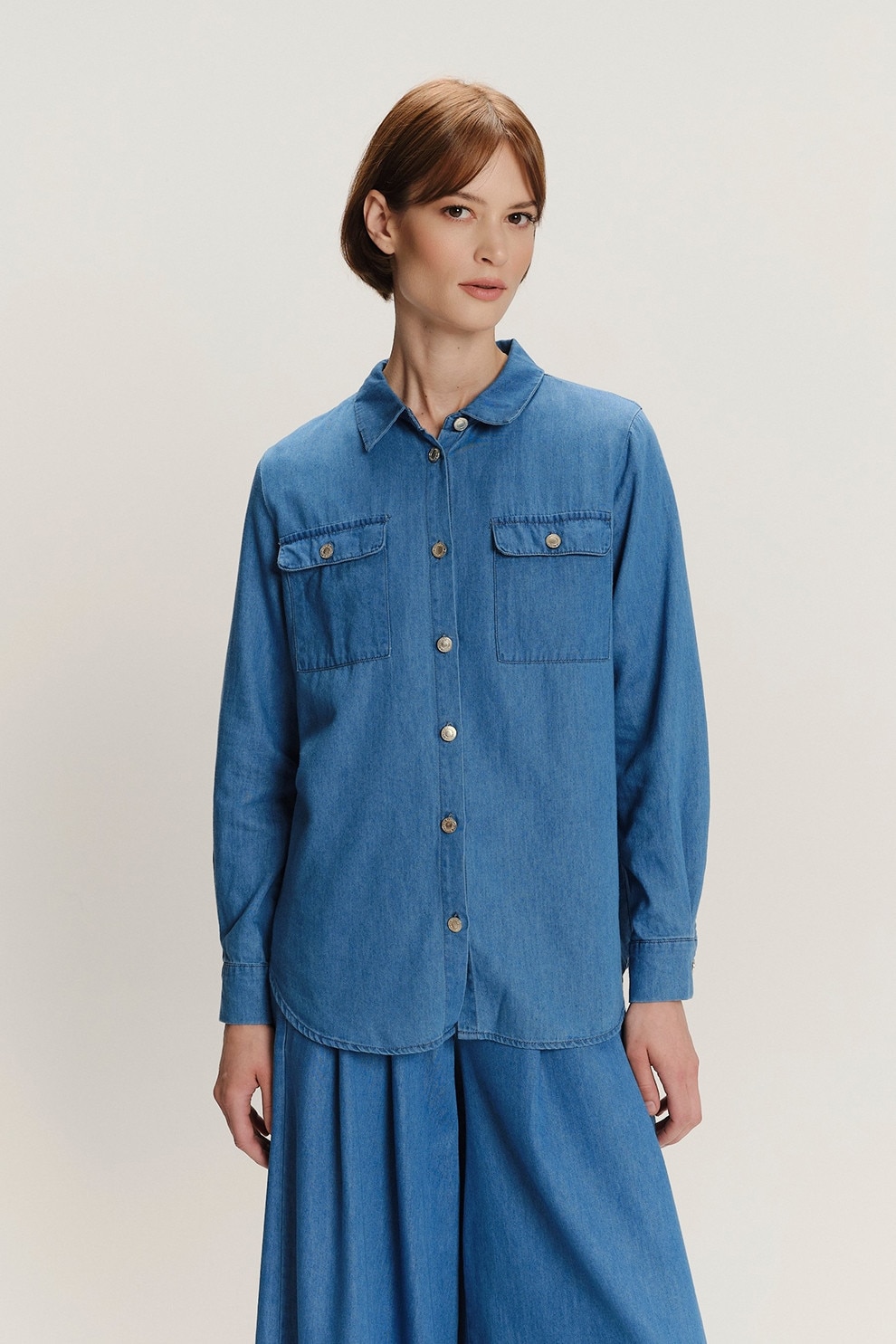 GreenPoint, Camasa cu buzunare cu clapa, Albastru, 38
