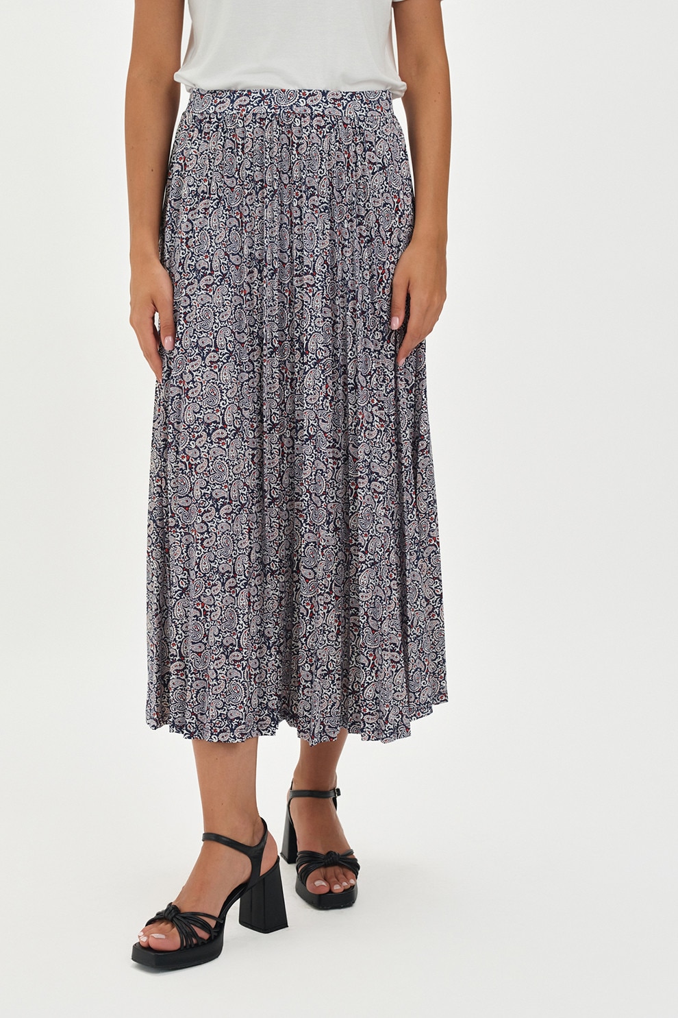 Top Secret, Fusta lunga dreapta, Rosu, Alb, Bleumarin, 38