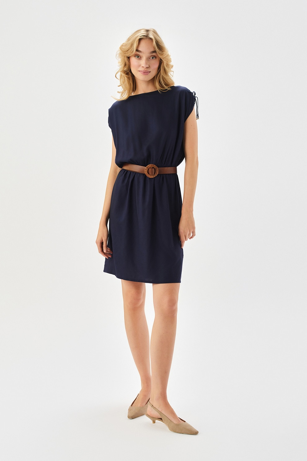 Top Secret, Rochie evazata cu o curea, Albastru ultramarin, 42