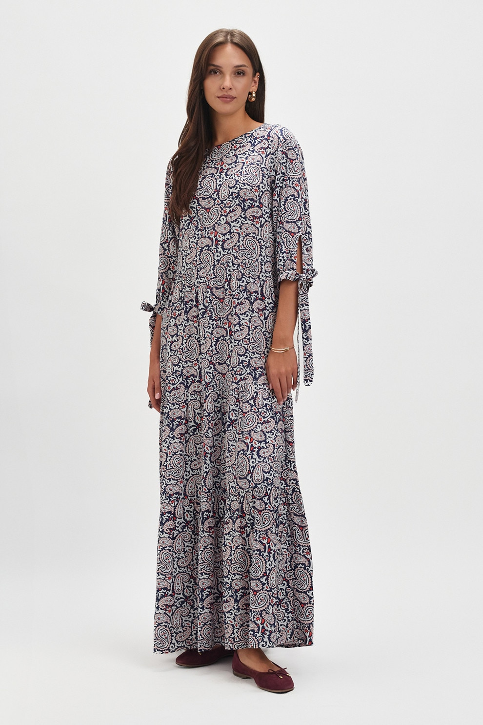 Top Secret, Rochie lejera cu imprimeu paisley, Albastru inchis, Roz deschis, Alb murdar, 42
