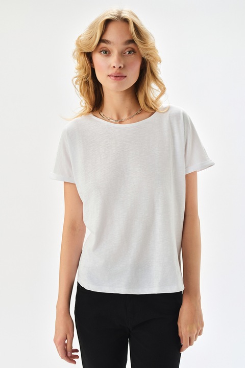 Top Secret, Tricou de bumbac cu decolteu rotund, Alb optic