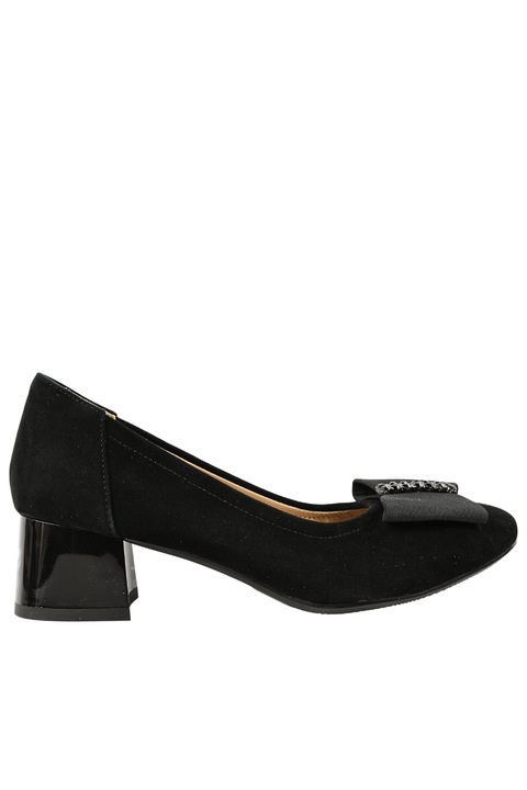 Pantofi eleganti, dama, KARISMA, JI60020 negru, piele intoarsa, cu toc 36