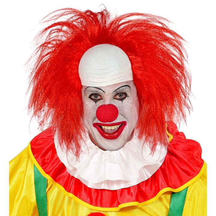 Peruca rosie de clovn, WIDMANN, accesorii Halloween, ambalaj plastic