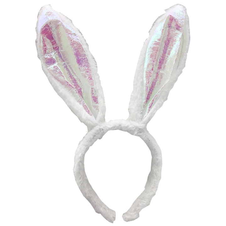 Bandana cu urechi, 7&7, alb-roz, 30cm, set unitar