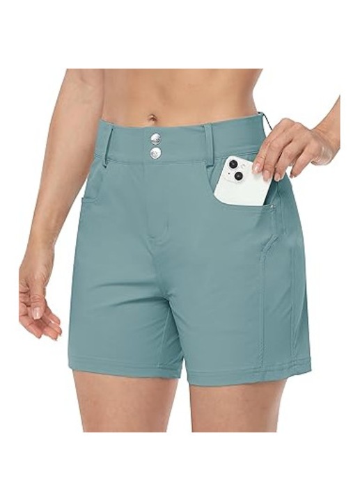 Pantaloni scurti respirabili pentru femei, cu 3 buzunare, verzi, Verde