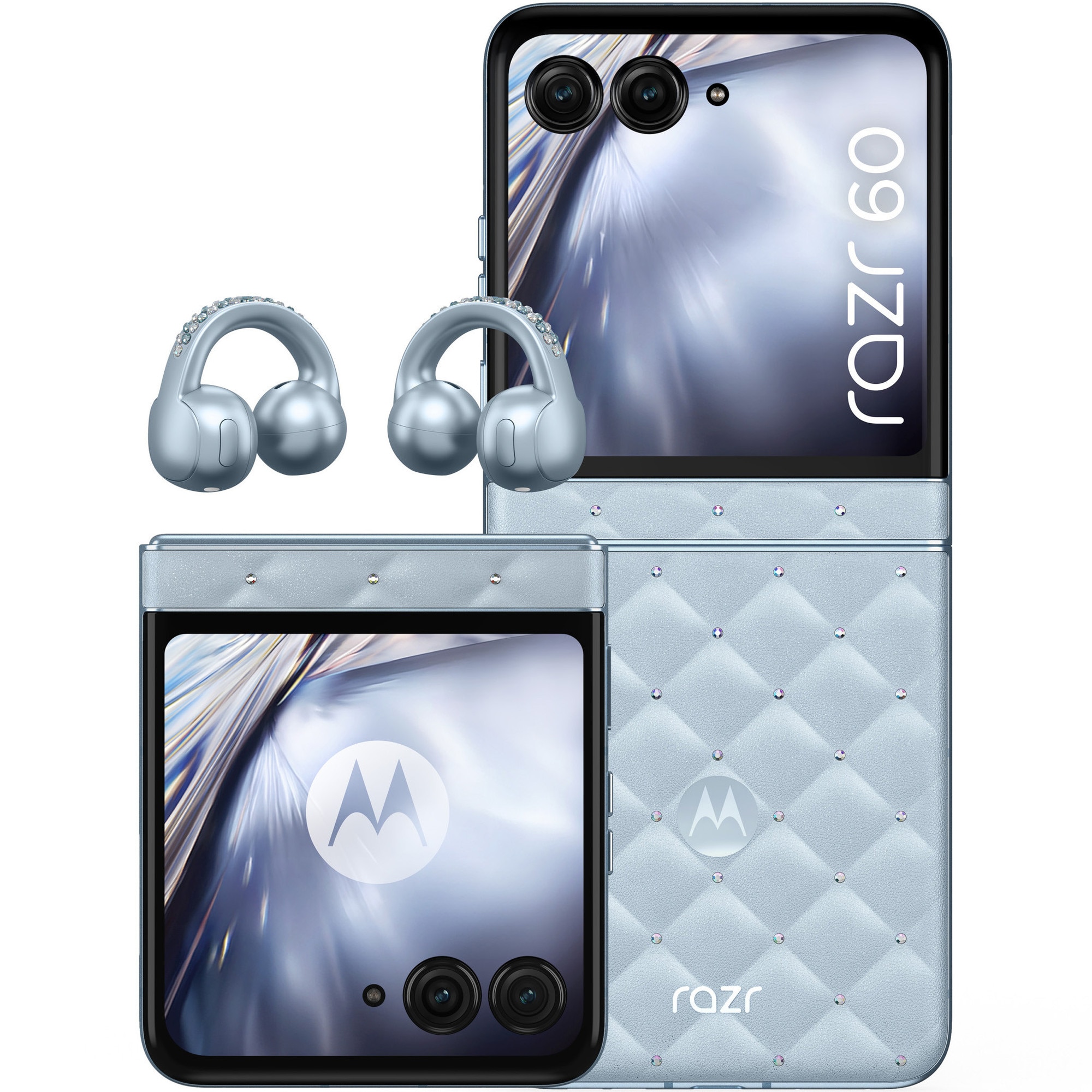 Telefon mobil Motorola razr 60 Swarovski, Dual SIM, 256GB, 8GB RAM, Ice Melt + casti moto buds loop