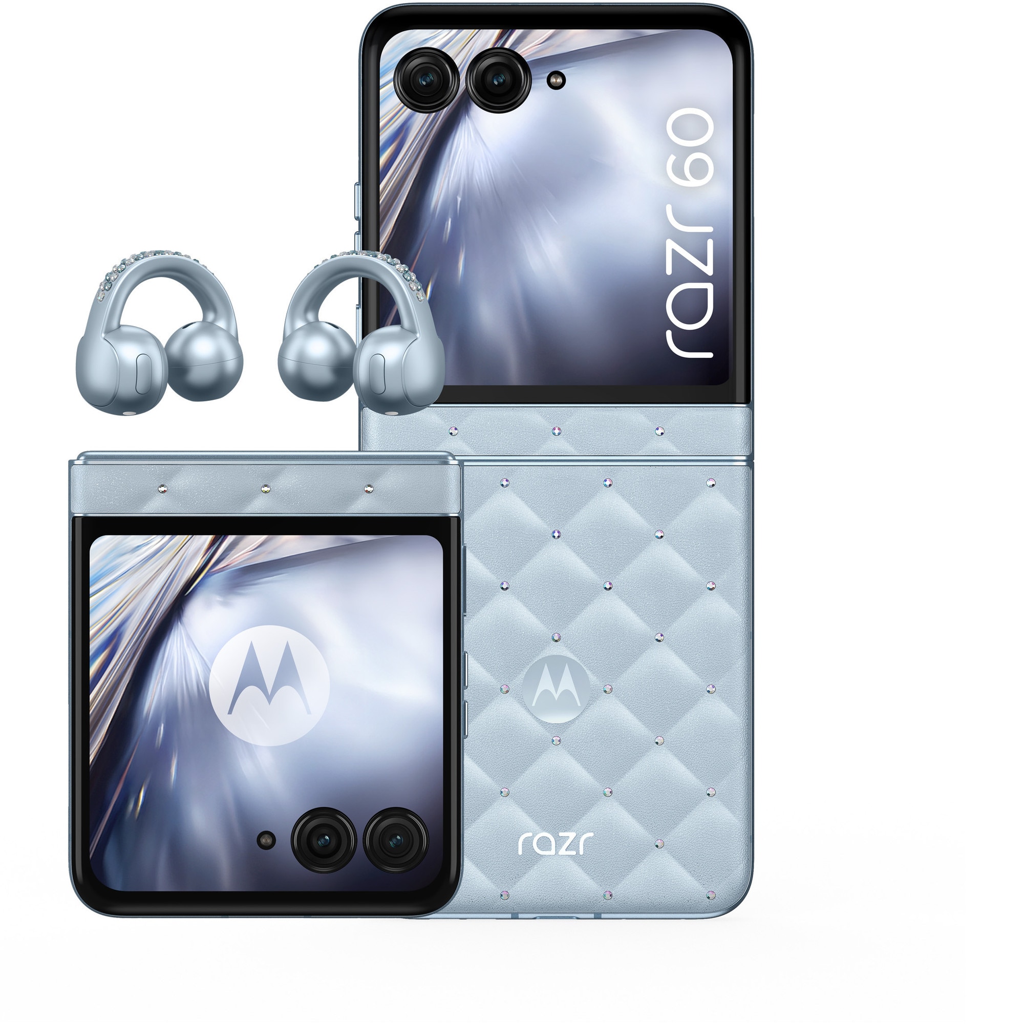 Telefon mobil Motorola razr 60 Swarovski, Dual SIM, 256GB, 8GB RAM, Ice Melt + casti moto buds loop