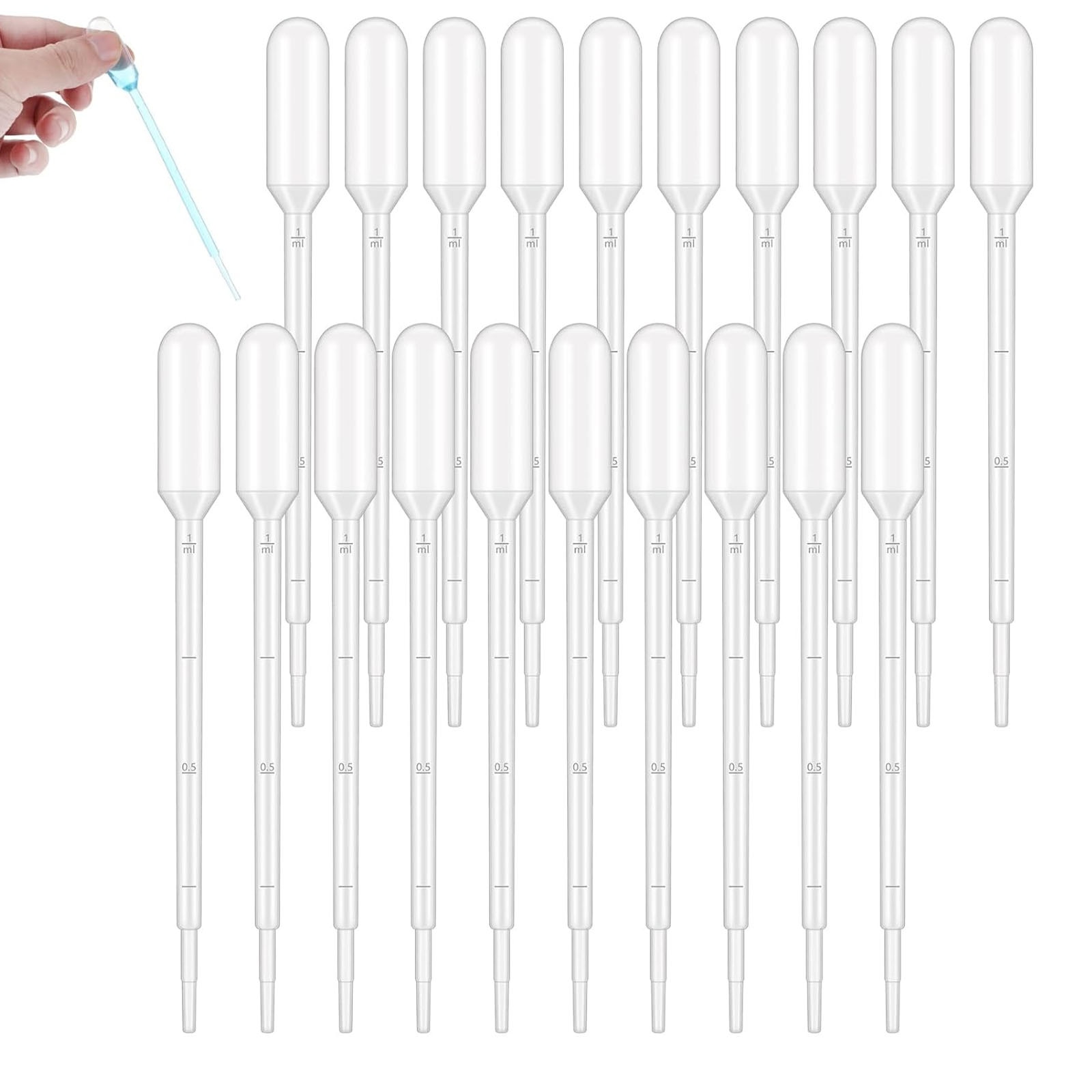 Set 100PCS Pipete Plastice, 1ml, Transparent, 145mm - eMAG.ro