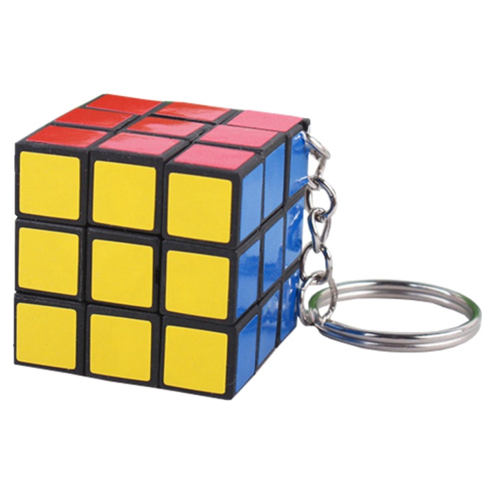Breloc 7&7 cub rubic, 3x3x3cm, multicolor