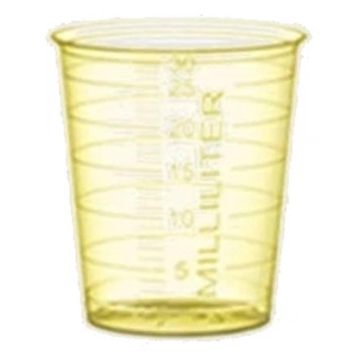 Zarys sárga gyógyszeres poharak, 90 db-os szett, 30 ml, sárga, átlátszó