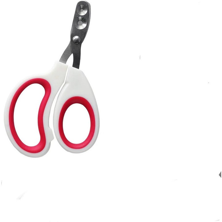 Cleste pentru unghii pentru pisici si animale mici, otel inoxidabil, design ergonomic, rosu/alb