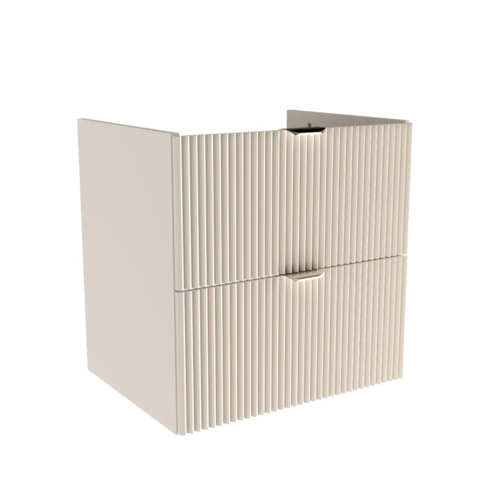 Dulap pentru lavoar Wena Meble, fronturi canelate, fara blat Willy, 60x60x47 cm, Casmir