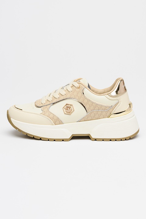 Lumberjack, Percy féltetlitalpú bőr és műbőr sneaker, Törtfehér/Tevebarna