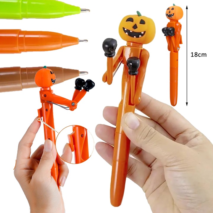 Pix cu gel, pix cu bila, pix distractiv, pix de box, forma de desene animate, pix creativ de box, pix antistres, foarte potrivit pentru petrecerea de Halloween, rechizite de birou (portocaliu * 1)