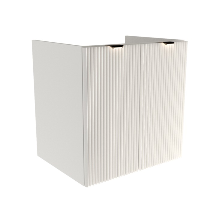 Dulap pentru lavoar Wena Meble cu usi, fronturi canelate Willy, fara blat 60x60x47 cm, Alb