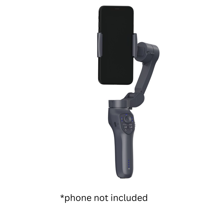 Gimbal okostelefon 3 tengelyes, Fekete, 3600mAh akkumulátor, Bluetooth 5.3, USB Type-C, Professzionális videó stabilizátor
