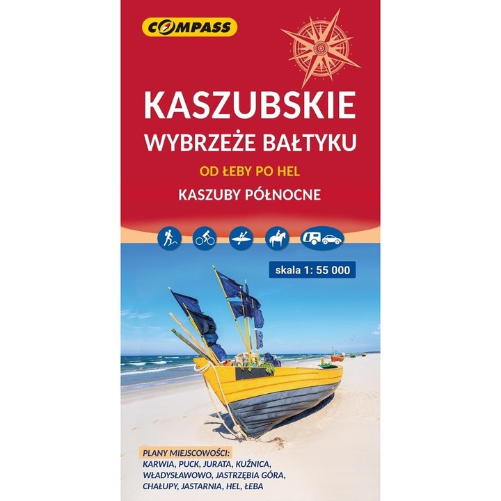 Kaszubskie wybrzeże Bałtyku od Łeby po Hel mapa turystyczna 1:55, Compass