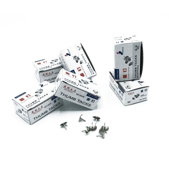 Set 10 cuti de pioneze metalice, pentru fixarea hartiei