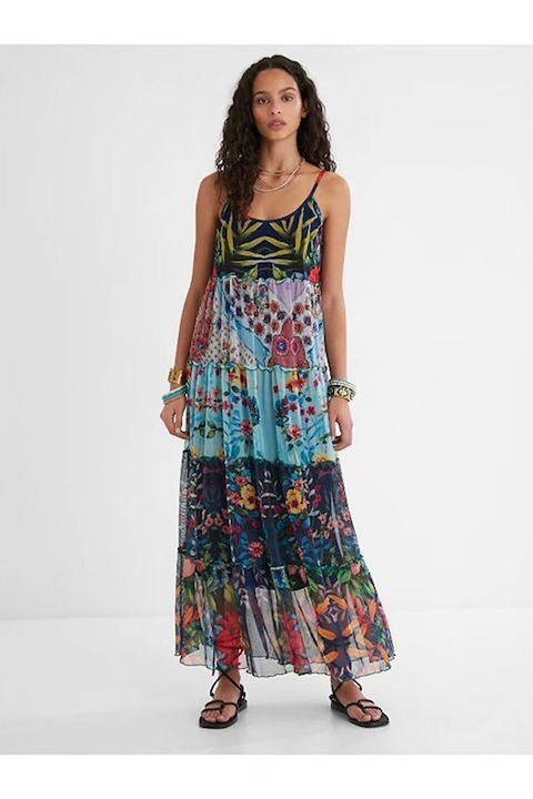 Rochie lejera cu volane si imprimeu floral Marnac, Multicolor, M