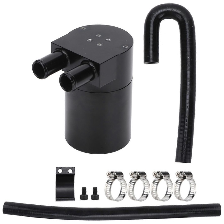 Recipient colectare ulei cu furtun de schimb, pentru N54/335i/135i/E90/E92/E82, aluminiu, negru/argintiu