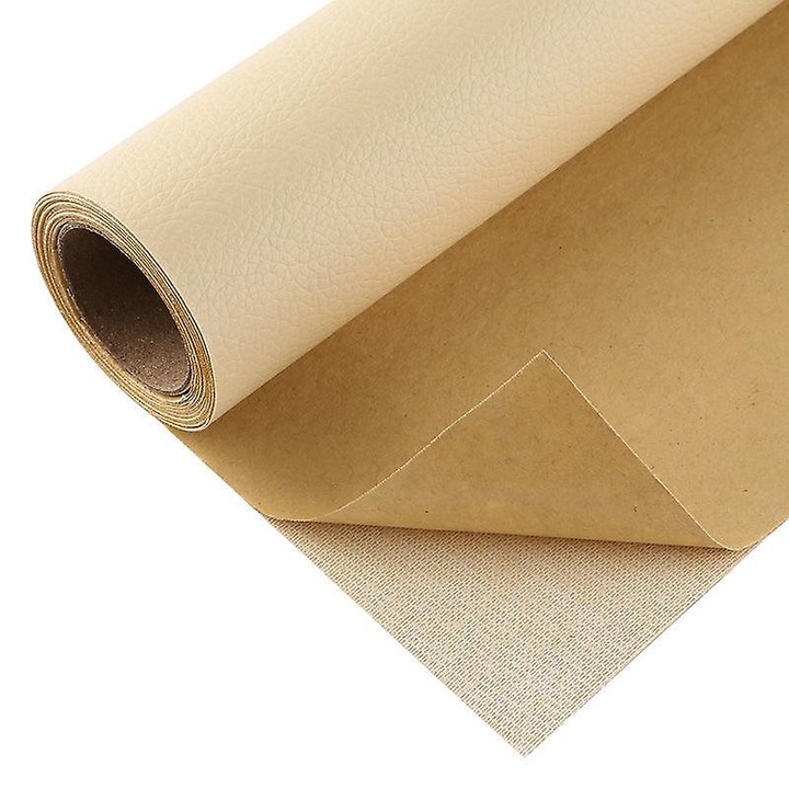 Petic autocolant reparare piele, 50x137 cm, alb-galbui