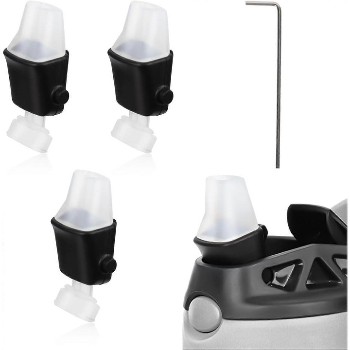 Set 3 capace pentru sticle, alb transparent, silicon, plastic, 6x3.2x2.4cm
