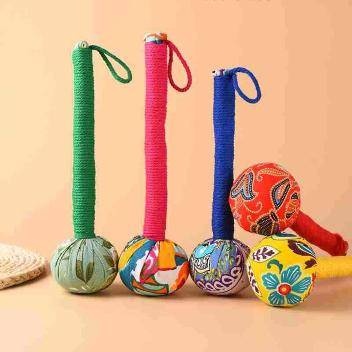 Bat de masaj meridian din pelin, 26cm, portabil, design in forma de ciocan