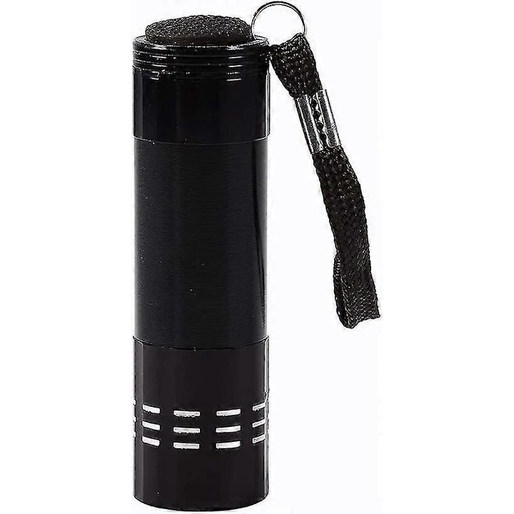 UV фенерче, 9 LED, 395nm, за проверка на самоличност и откриване на фалшификати, алуминиево, преносимо