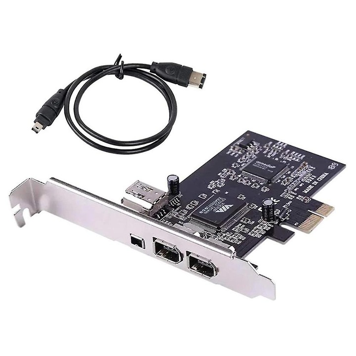 Adaptor PCIe FireWire 800, 4 porturi, negru, set cu cablu FireWire