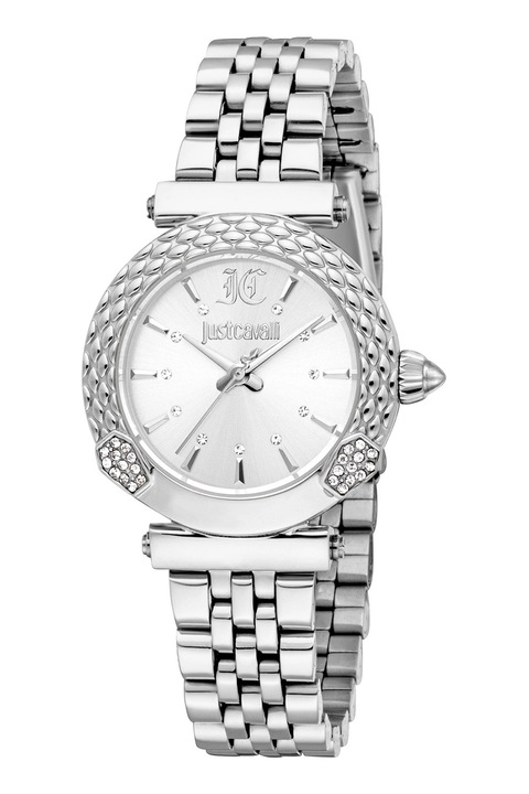 JUST CAVALLI, Rozsdamentes acél karóra cirkóniával, Ezüstszín