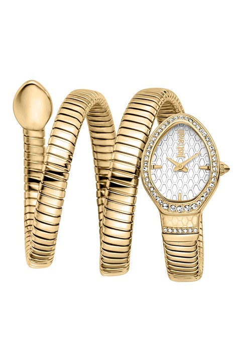 JUST CAVALLI, Ceas din otel inoxidabil cu cadran cu logo, Auriu