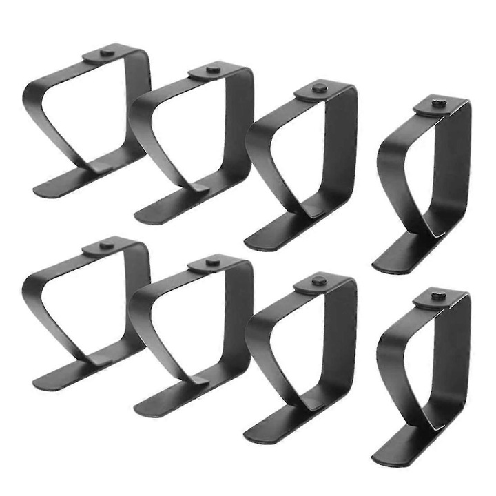 Комплект 8 щипки от неръждаема стомана за маса, регулируеми, противоплъзгащи, черен цвят, размер 5x4x1.2см